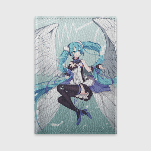 Обложка для автодокументов Хацунэ Мику с ангельскими крыльями, цвет бирюзовый