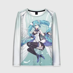 Женский лонгслив 3D Хацунэ Мику с ангельскими крыльями