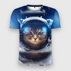 Мужская футболка 3D Slim Кот астронавт