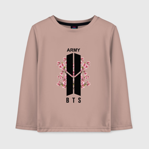 Детский лонгслив хлопок BTS army, цвет пыльно-розовый
