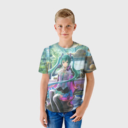 Детская футболка 3D Мика Хацуне в консерватории в наушниках - фото 2