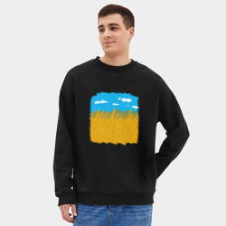 Мужской свитшот oversize без начеса хлопок Колосья под ясным небом пиксельные - фото 2