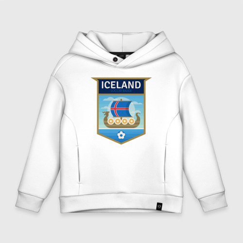Детское худи Oversize хлопок Футбол - Исландия, цвет белый