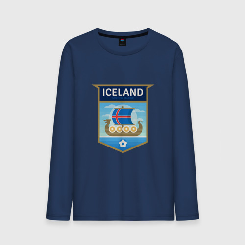 Мужской лонгслив хлопок Футбол - Исландия, цвет темно-синий