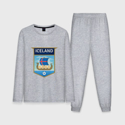 Мужская пижама с лонгсливом хлопок Футбол - Исландия