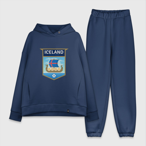 Женский костюм хлопок Oversize с принтом Футбол - Исландия, вид спереди #2