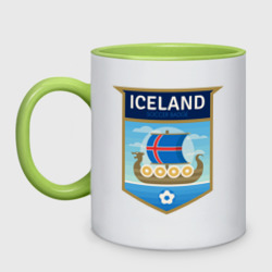Кружка двухцветная Футбол - Исландия
