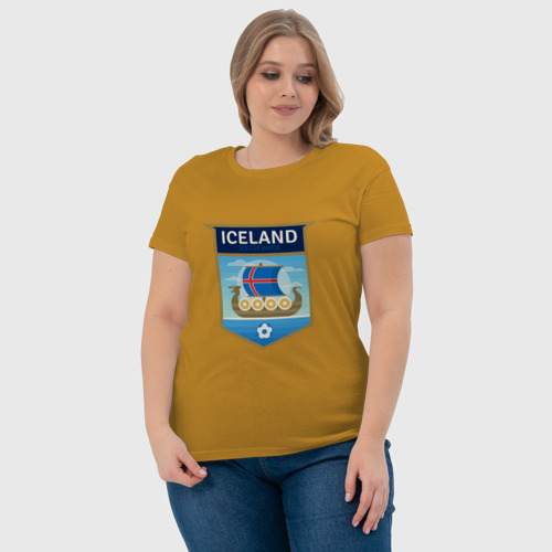 Женская футболка хлопок Футбол - Исландия, цвет горчичный - фото 6