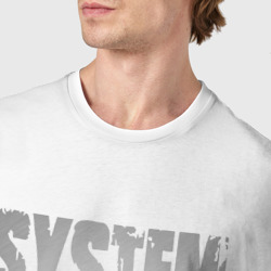 Футболка с принтом System of a Down для мужчины, вид на модели спереди №4. Цвет основы: белый