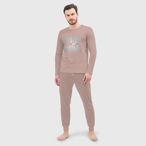 Мужская пижама с лонгсливом хлопок System of a Down, цвет пыльно-розовый - фото 3