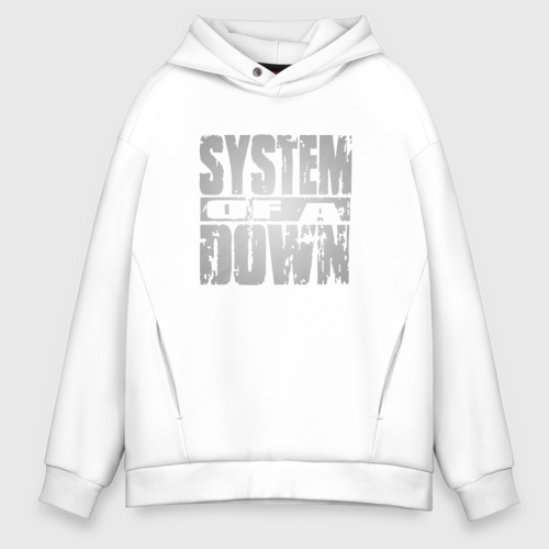 Мужское худи Oversize хлопок System of a Down, цвет белый