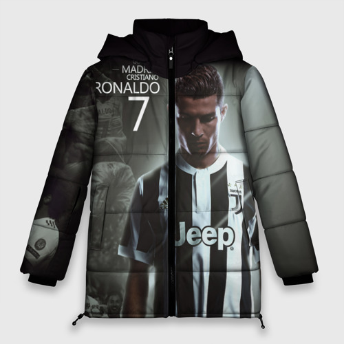 Женская зимняя куртка Oversize Ronaldo juve sport, цвет черный
