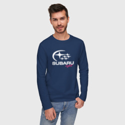 Мужской лонгслив хлопок SubaruSect белое лого - фото 2