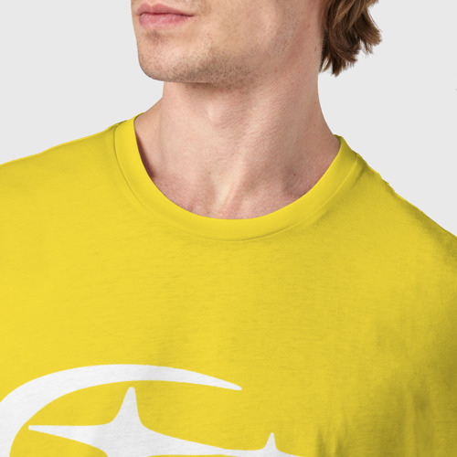 Мужская футболка хлопок SubaruSect белое лого, цвет желтый - фото 6