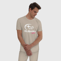 Мужская пижама хлопок SubaruSect белое лого - фото 2