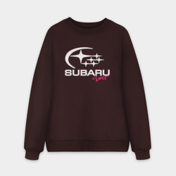 Мужской свитшот oversize без начеса хлопок SubaruSect белое лого