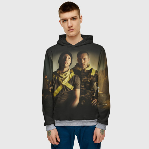 Мужская толстовка 3D Twenty One pilots TOP, цвет меланж - фото 3