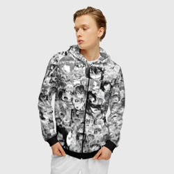 Мужская толстовка 3D на молнии Ахегао лица - фото 2