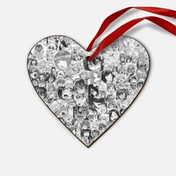 Деревянная игрушка Сердце Ахегао лица