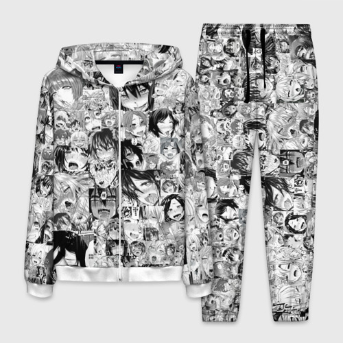 Мужской 3D костюм с принтом Ахегао лица, вид спереди #2