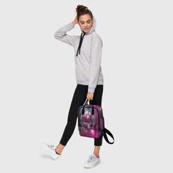 Рюкзак с принтом Хатсуне Мику для женщины, вид на модели спереди №4. Цвет основы: белый