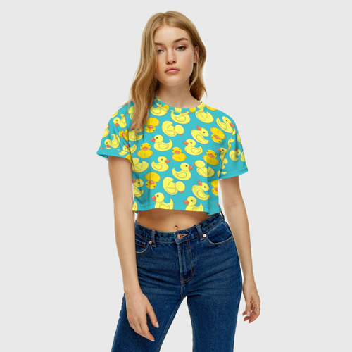 Женская футболка Crop-top 3D Duck, цвет 3D печать - фото 3