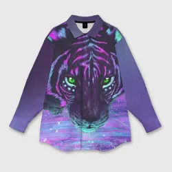 Женская рубашка oversize 3D Киса