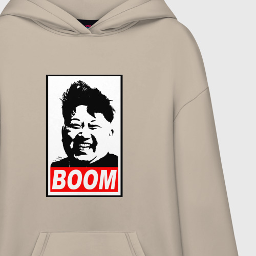 Худи SuperOversize хлопок Boom Ким Чен Ын, цвет миндальный - фото 3