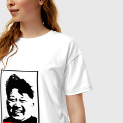 Женская футболка хлопок Oversize Boom Ким Чен Ын - фото 2