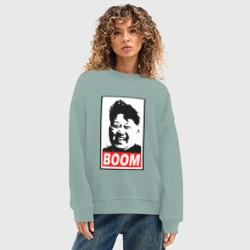 Женский свитшот oversize без начеса хлопок Boom Ким Чен Ын - фото 2