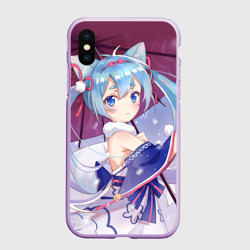 Чехол для iPhone XS Max матовый Хацуне Мику с зонтом