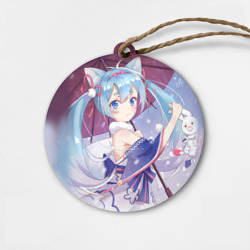 Деревянная игрушка круг Хацуне Мику с зонтом