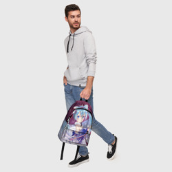 Рюкзак с принтом Хацуне Мику с зонтом для любого человека, вид спереди №5. Цвет основы: белый