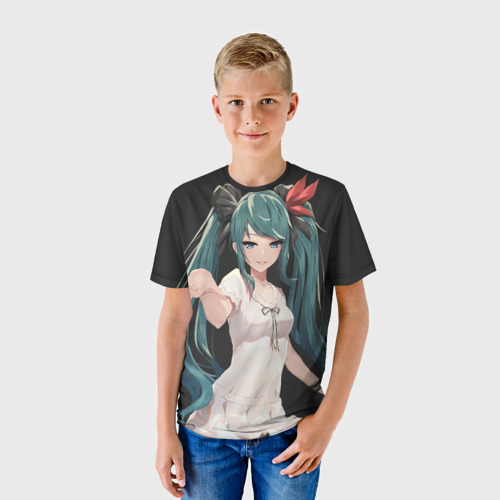 Детская футболка 3D Хацуне Мику с протянутой рукой, цвет 3D печать - фото 3