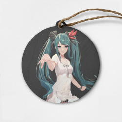 Деревянная игрушка круг Хацуне Мику с протянутой рукой