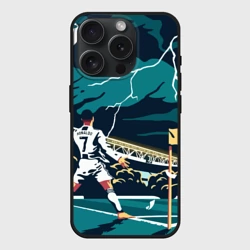 Чехол силиконовый для Apple iPhone 15 Pro Мax матовый Ronaldo juve sport Роналду