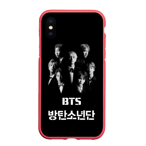 Чехол для iPhone XS Max матовый BTS БТС bangtan boys, цвет красный