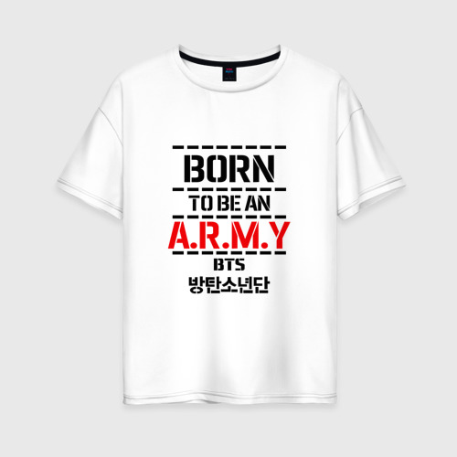 Женская футболка из хлопка оверсайз с принтом BTS army БТС bangtan boys, вид спереди №1