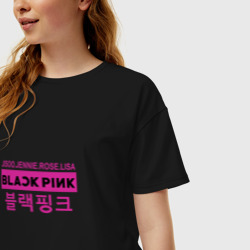 Женская футболка хлопок Oversize BLACKPINK | БЛЕКПИНК - фото 2