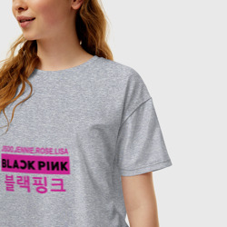 Женская футболка хлопок Oversize Blackpink блекпинк - фото 2