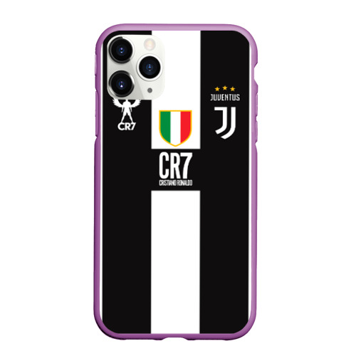 Чехол для iPhone 11 Pro Max матовый Ronaldo Juventus CR7, цвет фиолетовый