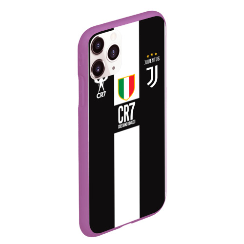 Чехол для iPhone 11 Pro Max матовый Ronaldo Juventus CR7, цвет фиолетовый - фото 3