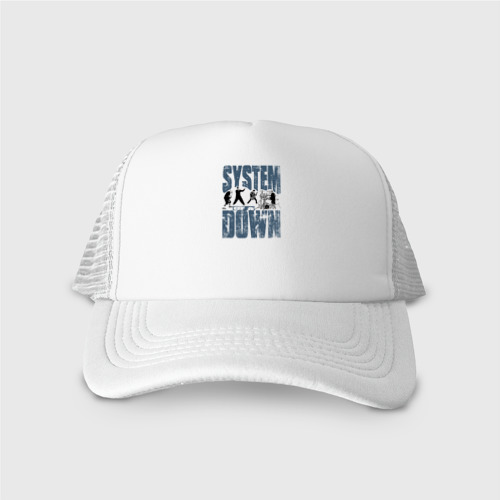Кепка тракер с сеткой System of a Down большое лого, цвет белый