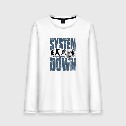 Мужской лонгслив хлопок System of a Down большое лого, цвет белый