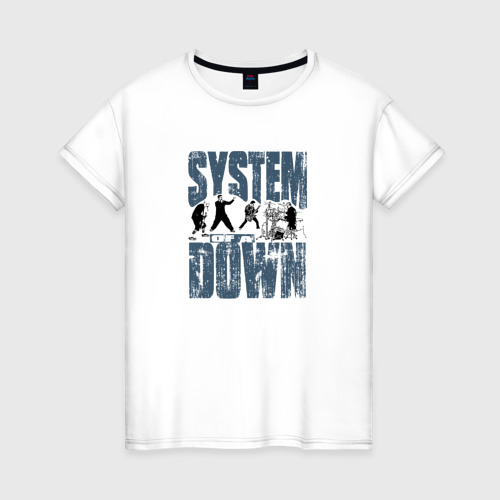 Женская футболка хлопок с принтом System of a Down большое лого, вид спереди #2