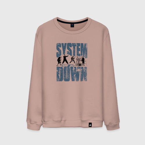 Мужской свитшот хлопок System of a Down большое лого, цвет пыльно-розовый