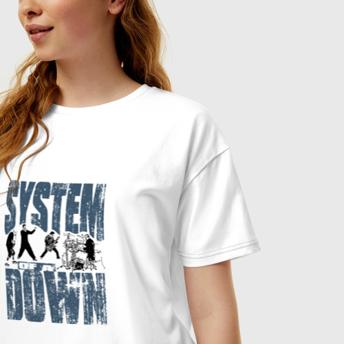 Женская футболка хлопок Oversize System of a Down большое лого, цвет белый - фото 3