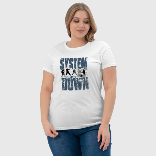 Женская футболка хлопок с принтом System of a Down большое лого, фото #4
