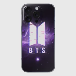 Чехол для iPhone 16 Pro Max силиконовый с защитой камеры BTS spacе 3D БТС космос