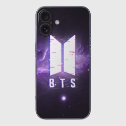 Чехол для iPhone 16 силиконовый с защитой камеры BTS spacе 3D БТС космос